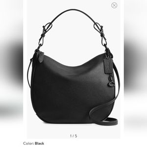 COACH Polished Pebble Leather Shoulder Bag  black size large